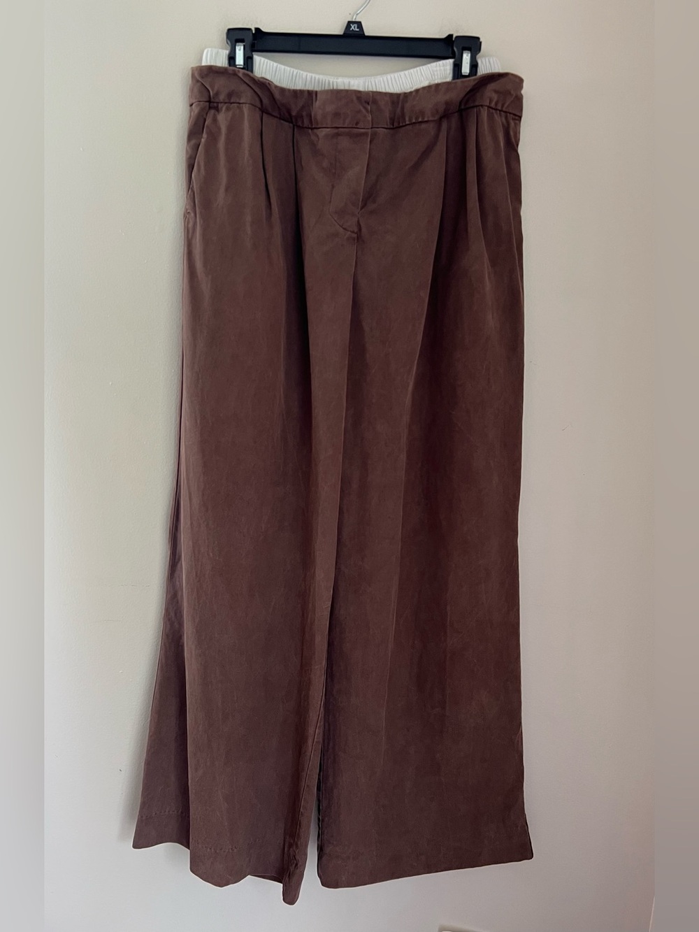 Reformation Tai Trousers With Boxer Top Women’s 10 Brown Tencel Wide Leg Pockets